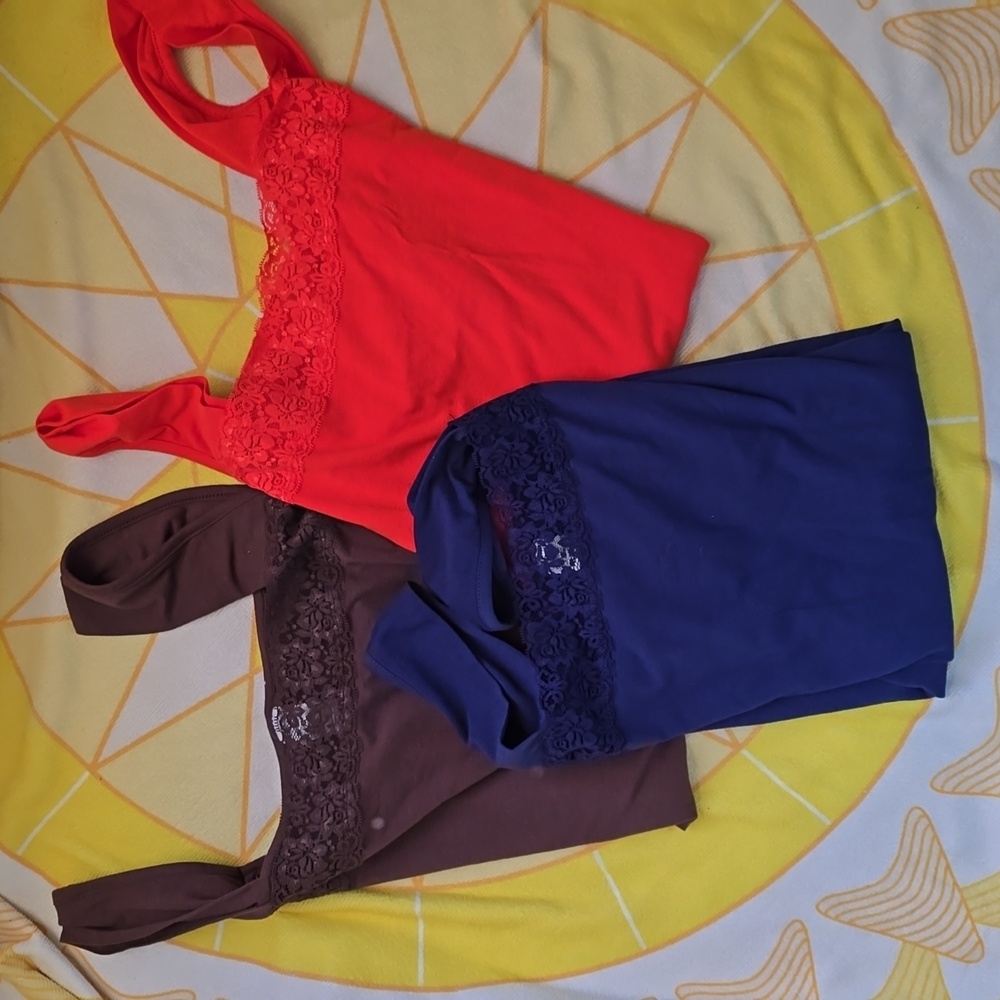 EUC - Plus Size Tank Tops in Brown, Red And Blue Bundle, Size 1X/1T